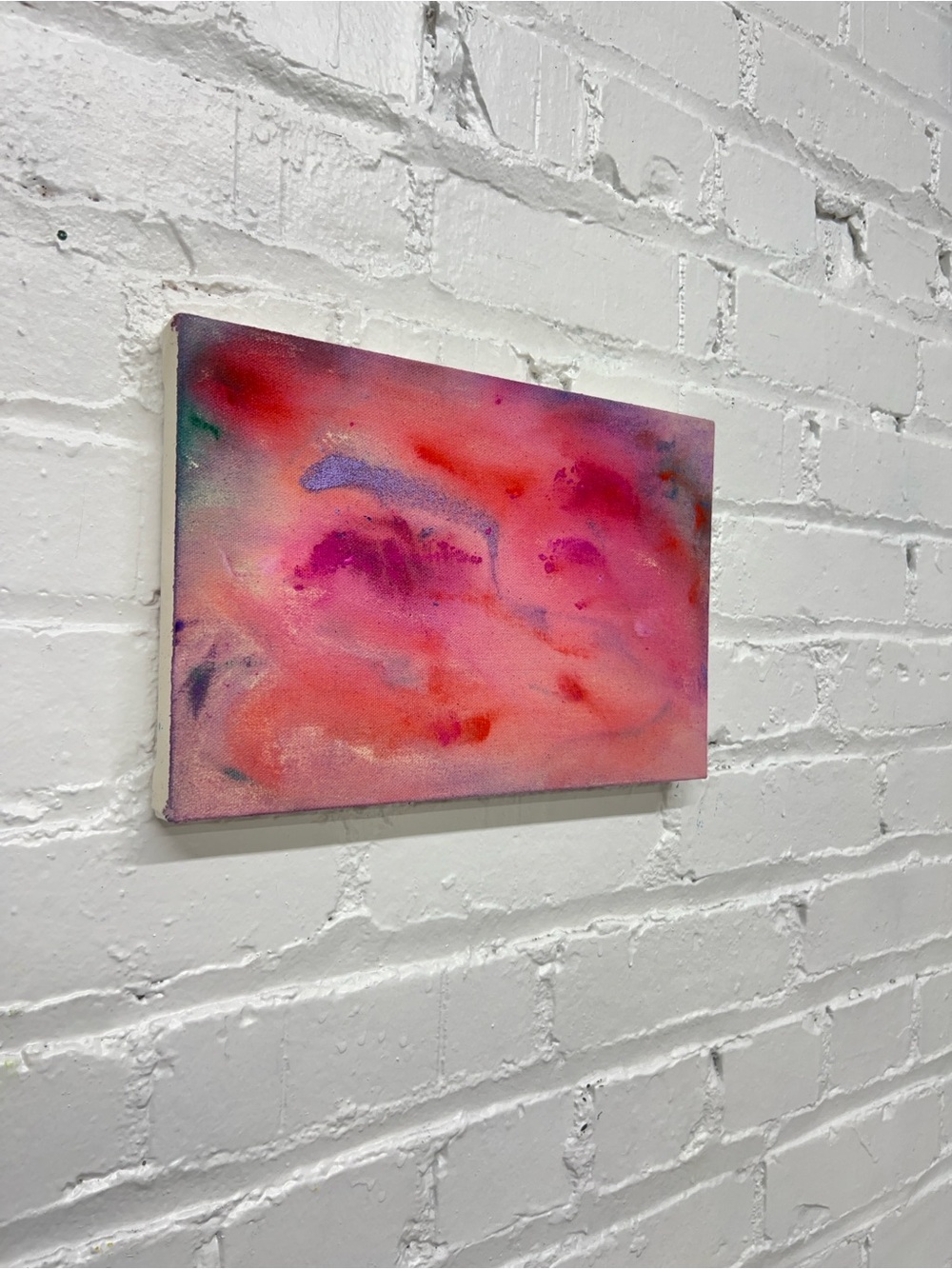 Original small Abstract Acrylic Watercolor Canvas Painting  9" x 12” Vibrant